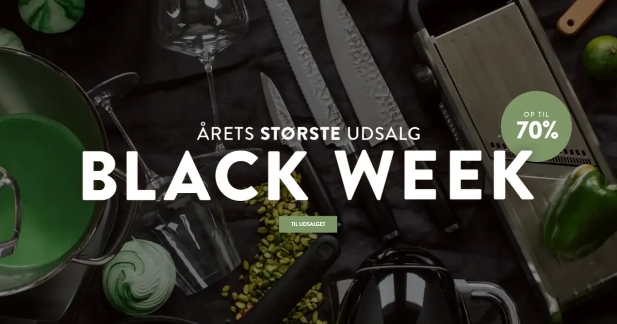 KitchenOne Black Week 2026 – Spar op til 70 % på køkkenudstyr og designfavoritter